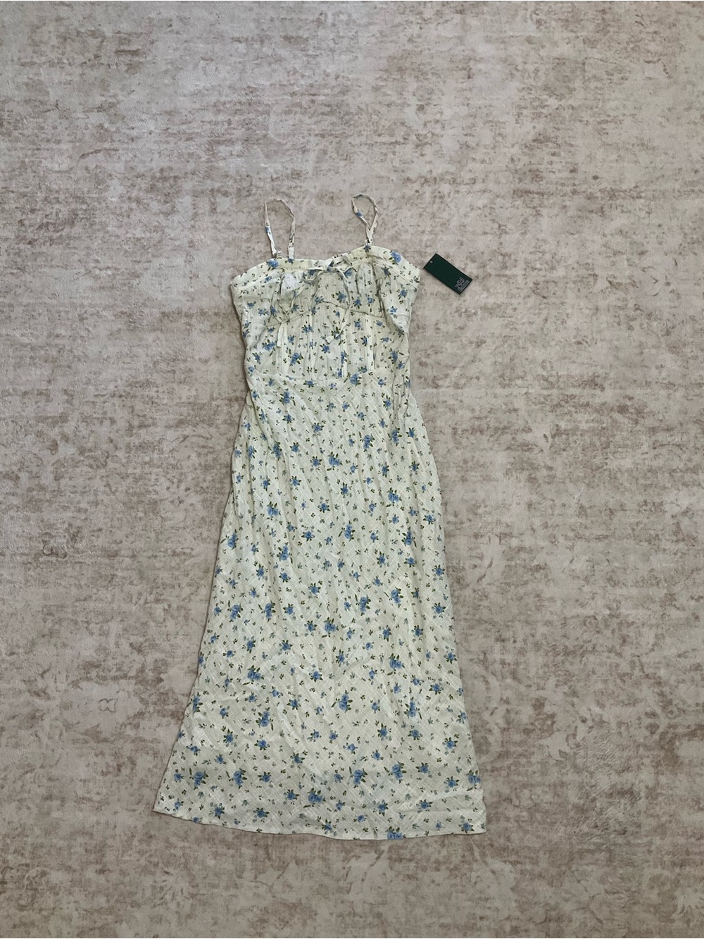 wild fable Cream Midi Dress with Blue Floral Pattern